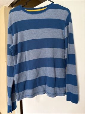 wonder nation Blue and Yellow Striped Thermal Tee